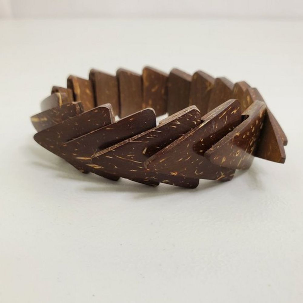 Wood Bracelet Ethnic‎ Tribal Stretch Brown Nut Geom